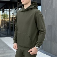 Чоловіче демісезонне худі з капюшоном світлий хакі Pobedov 001