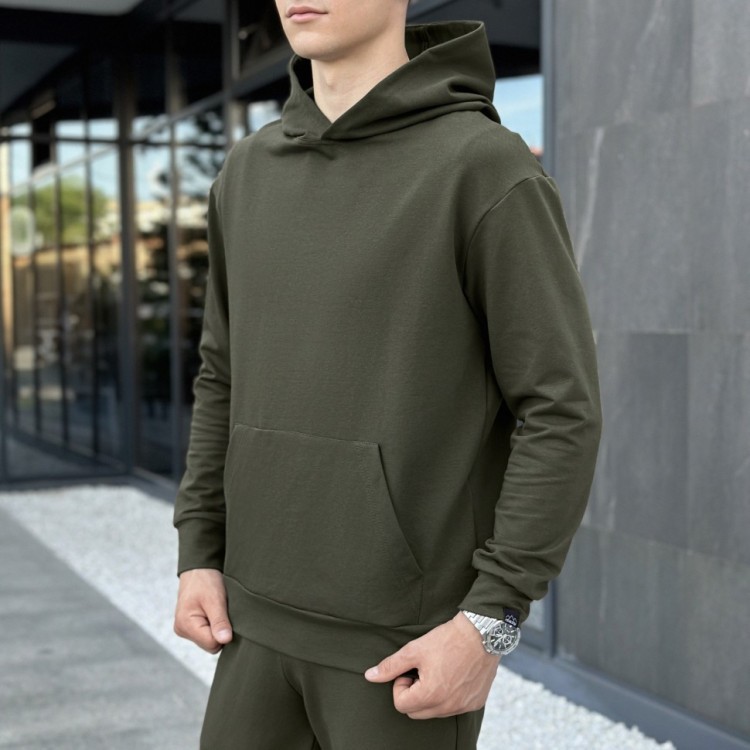 Чоловіче демісезонне худі з капюшоном світлий хакі Pobedov 001 POB_00000006207