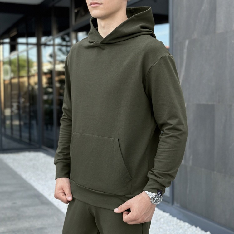 Чоловіче демісезонне худі з капюшоном світлий хакі Pobedov 001 POB_00000006211