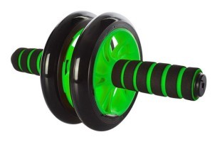 Ролик для пресу подвійний EasyFit з килимком Зелений