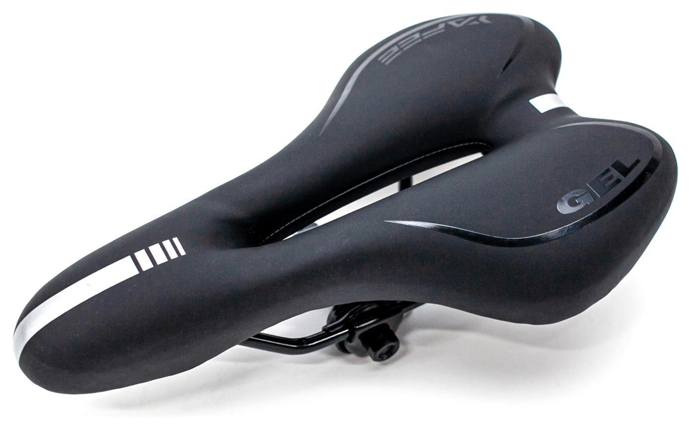 Седло с замком 280*160 мм МТВ с отверстием VLT YF-1034 черно-белый SAD-070