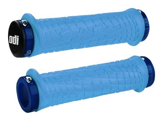 Гріпси ODI Troy Lee Designs Signature MTB Lock-On Bonus Pack Aqua w/Blue Clamps, гол. з син. зам OBOD_D30TLAQ-U