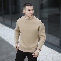 Бежевий світшот теплий для чоловіків. Оверсайз світшот бежевий Pobedov Hubble