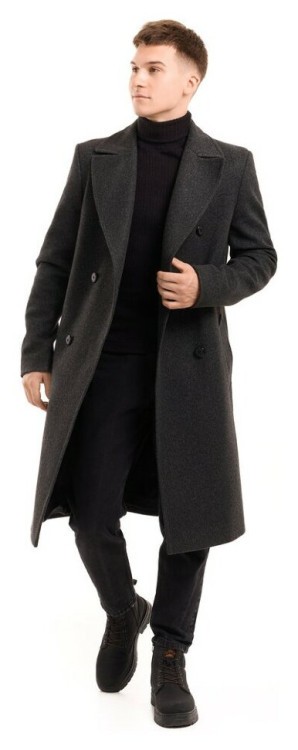 Чоловіче пальто Pobedov Greyford. Пальто демісезонне сіре для чоловіків із вовни POB_00000009192