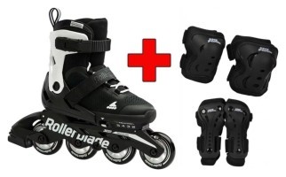 Комплект роликовые коньки Rollerblade Microblade Black White + защита + защита Rollerblade Microblade Black White