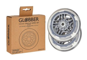 Набор колес для самокатов GLOBBER серии GOUP/PRIMO/ELITE/MASTER ø121мм светится белым.