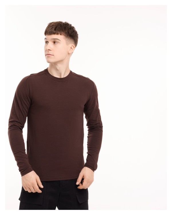 Шоколадний чоловічий лонгсів Pobedov Dune. Чорна чоловіча кофта з куліру POB_00000009520