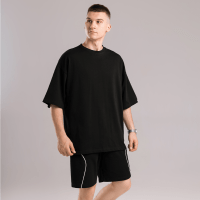 Базова чорна оверсайз футболка чоловіча весна літо однотон. Футболка оверсайз Pobedov Nude