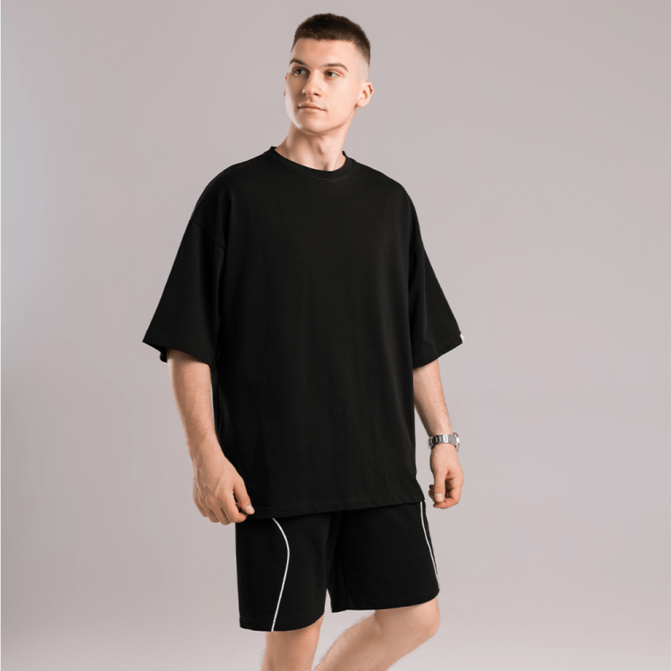 Базова чорна оверсайз футболка чоловіча весна літо однотон. Футболка оверсайз Pobedov Nude POB_00000008885