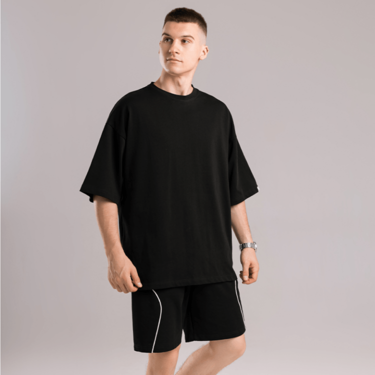 Базова чорна оверсайз футболка чоловіча весна літо однотон. Футболка оверсайз Pobedov Nude POB_00000008886