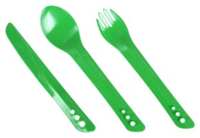 Вилка, ложка, ніж Lifeventure Ellipse Cutlery green