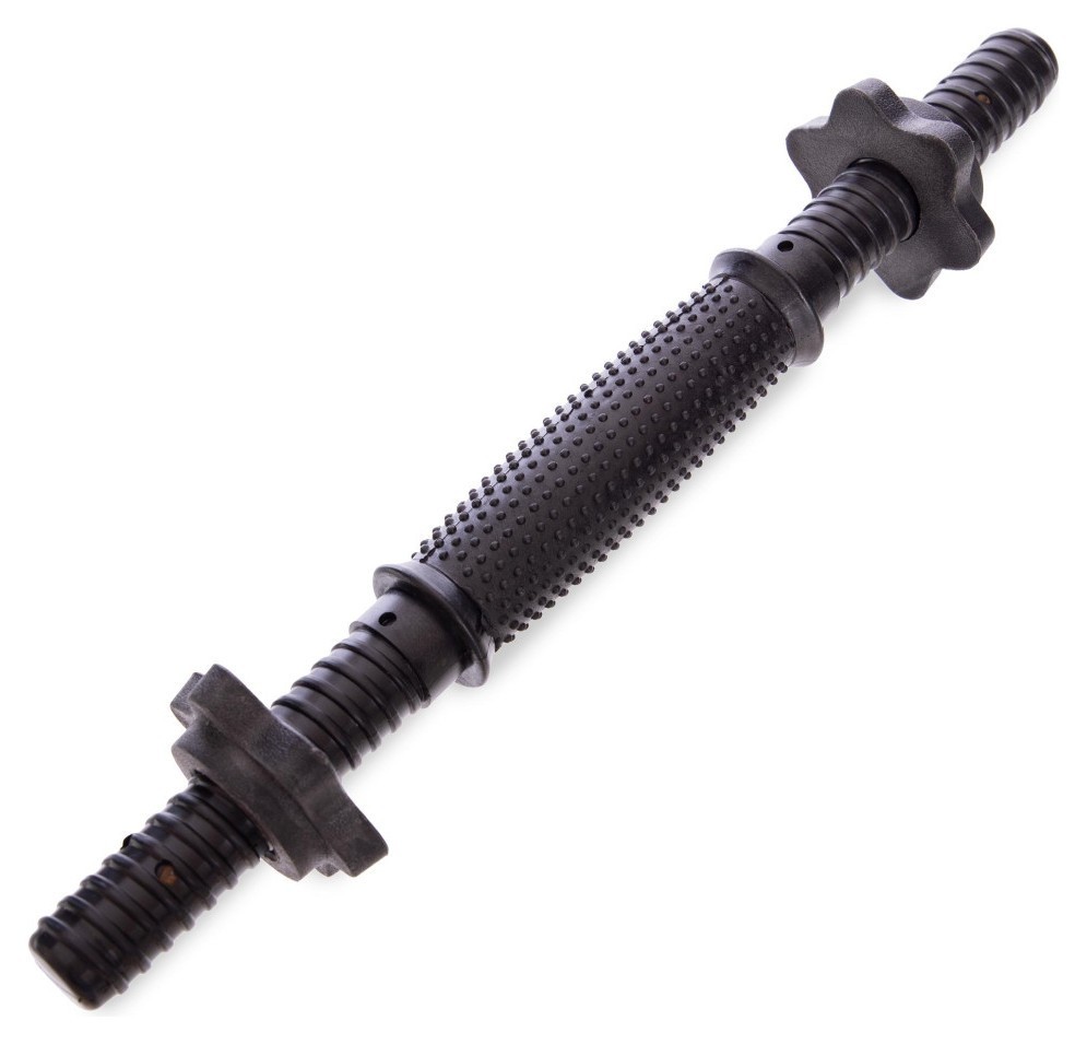 Гриф гантельний пластиковий з насічкою із замками SHUANG CAI SPORTS TA-80243-35 (TA-80257-35) (l-35, d-25мм, чорний) RNS_80243-35