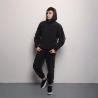 Темно-сірий костюм зимовий флісовий. Чоловічий теплий костюм Pobedov Mariot