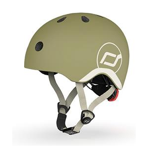 Шлем защитный детский Scoot and Ride, оливковый с фонариком 45-51см DWT_SR-181206-OLIVE