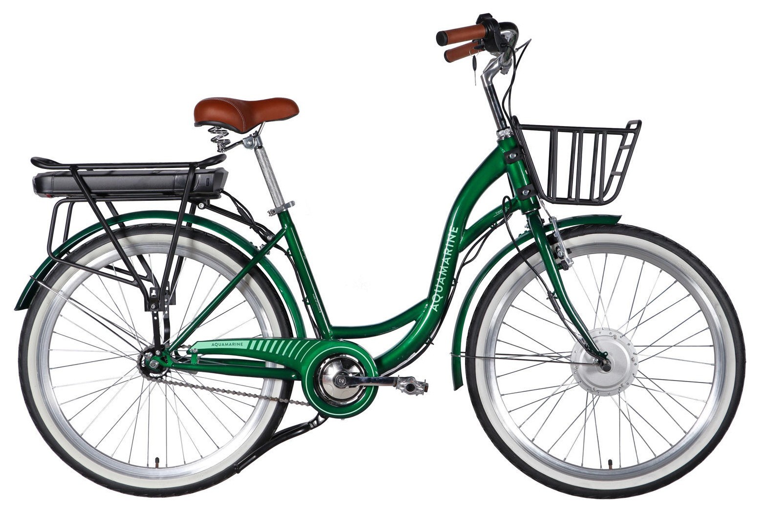 Велосипед з електроприводом 26" ST Dorozhnik eAQUAMARINE BH рама-17" 36B 13А*г 500Вт зелений YS 902 з кошиком 2026 ELB-D-26-317