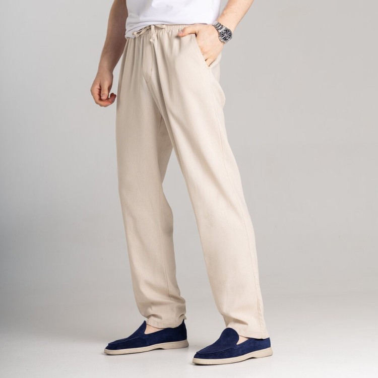 Чоловічі лляні штани вільного крою бежеві Pobedov Chill POB_00000006203