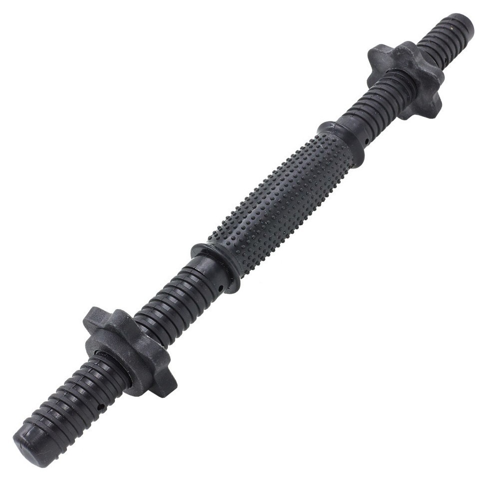 Гриф гантельний пластиковий гумовий із замками SHUANG CAI SPORTS TA-80257-46 (TA-80243-46) (l-46, d-25мм, чорний) RNS_80257-46