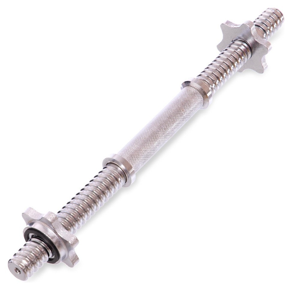 Гриф гантельний сталевий хромований із замками довжина 40см ø25мм SHUANG CAI SPORTS TA-8049 (l-40см, d-25мм, вага 1,3кг, хром) RNS_TAD-80491