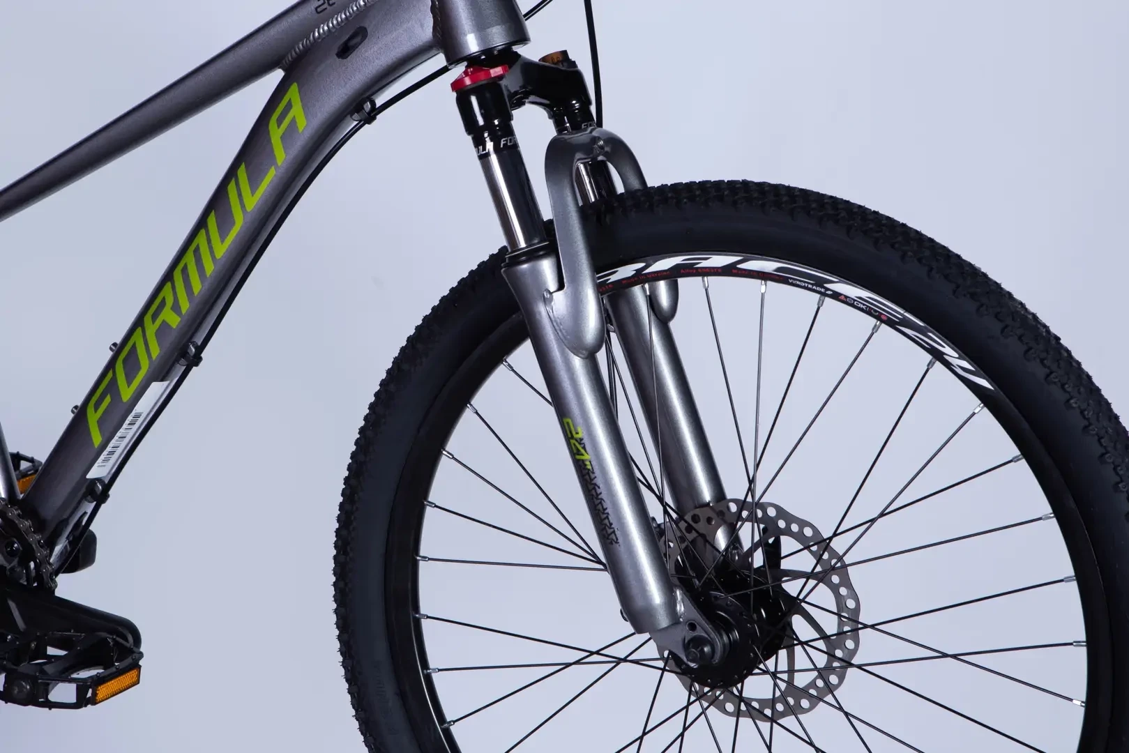 Велосипед AL 24" Formula ZEPHYR 3.0 DD CS рама-12" серый с зеленым 2026 OPS-FR-24-447