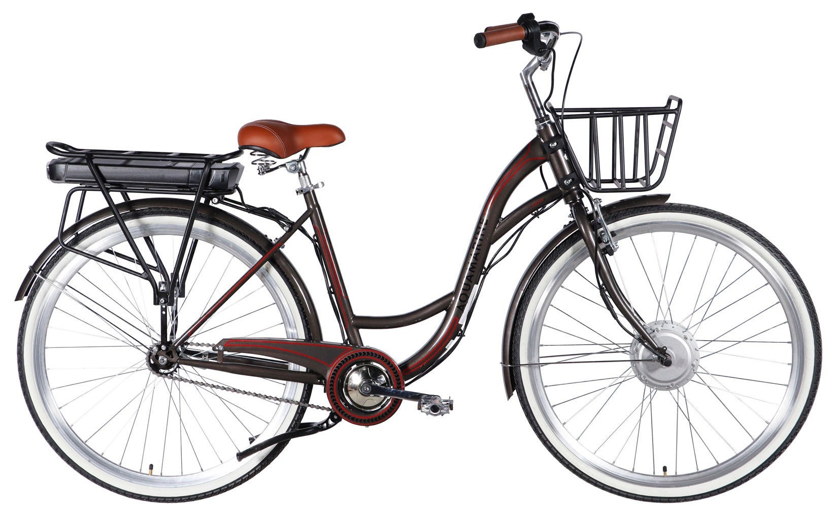 Велосипед з електроприводом 28" ST Dorozhnik eAQUAMARINE BH рама-19" 36B 13А*г 500Вт сірий YS 7810 з кошиком 2026 ELB-D-28-135