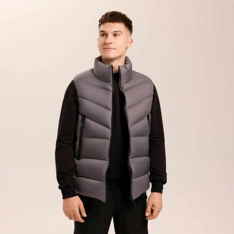 Темно-сіра жилетка для чоловіків з плащівки Pobedov Puffer POB_00000006666