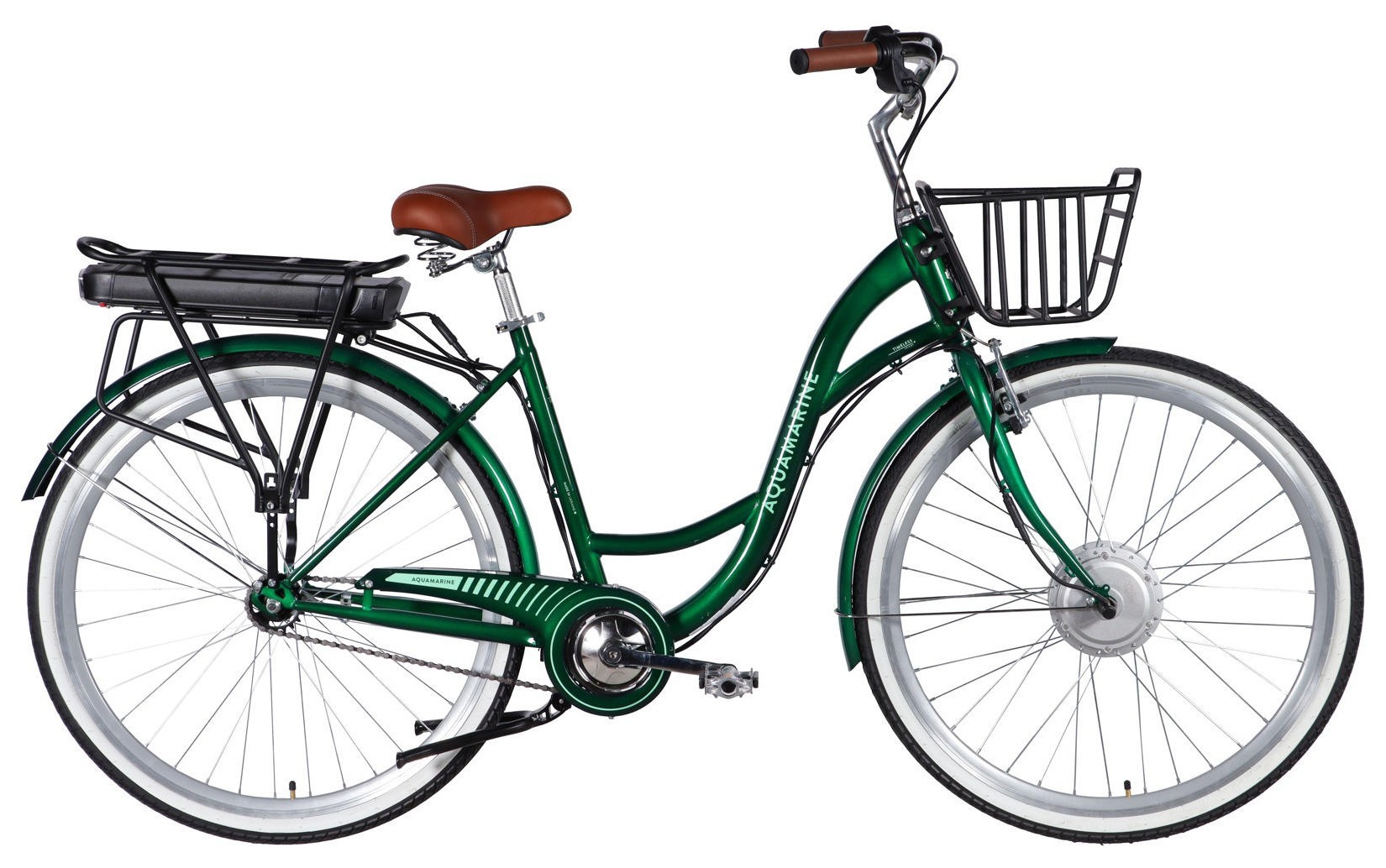 Велосипед з електроприводом 28" ST Dorozhnik eAQUAMARINE BH рама-19" 36B 13А*г 500Вт зелений YS 902 з кошиком 2026 ELB-D-28-136