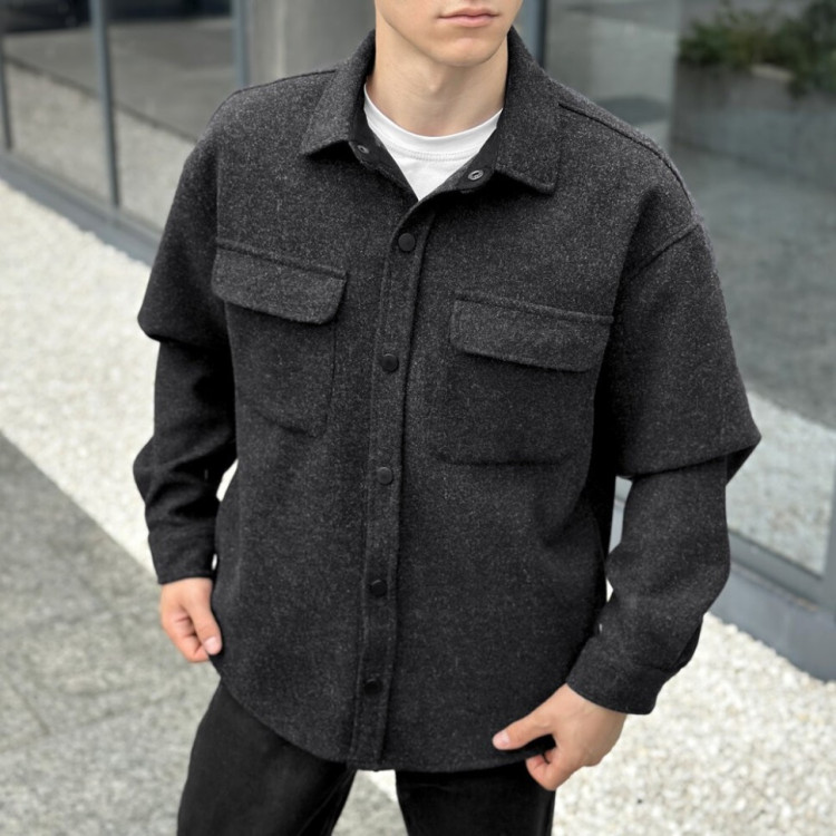 Мужская рубашка-пальто черная Pobedov Mars POB_00000006689