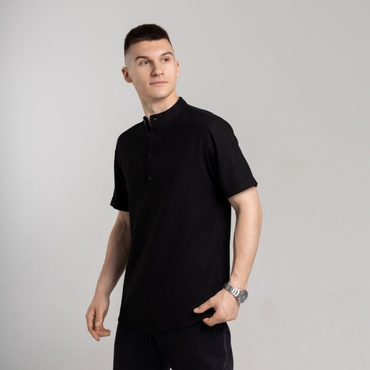 Чоловіча сорочка з коротким рукавом чорна Pobedov Molodist' POB_00000005287