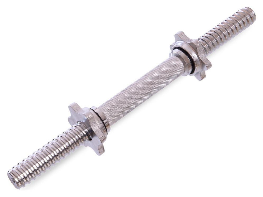 Гриф гантельний сталевий хромований із замками довжина 35см ø25мм SHUANG CAI SPORTS TA-8050 (l-35см, d-25мм, вага 1,3кг, хром) RNS_TA-8050