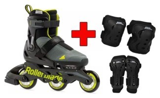 Комплект роликовые коньки Rollerblade Microblade Free 3WD Anthracite Lime + защита