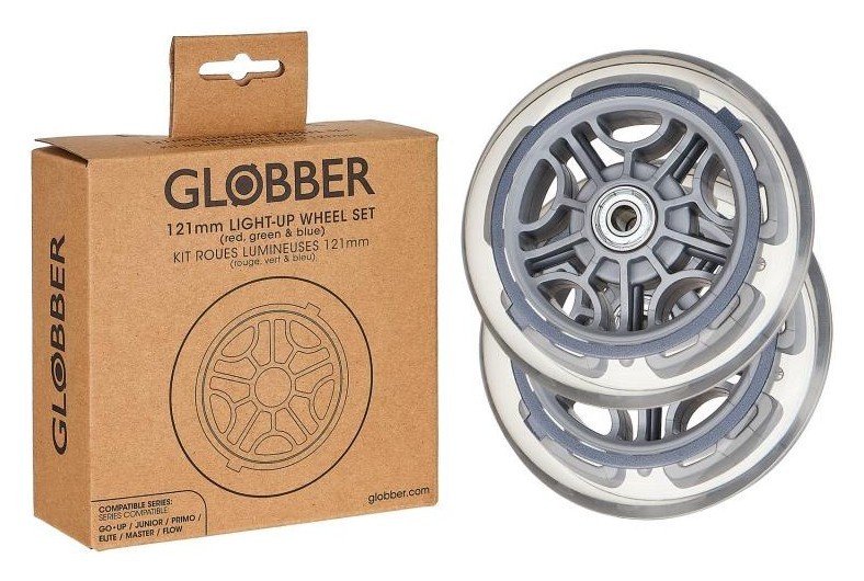 Набор колес для самокатов GLOBBER серии GOUP/PRIMO/ELITE/MASTER ø121мм светится 3 цвета DWT_538-002