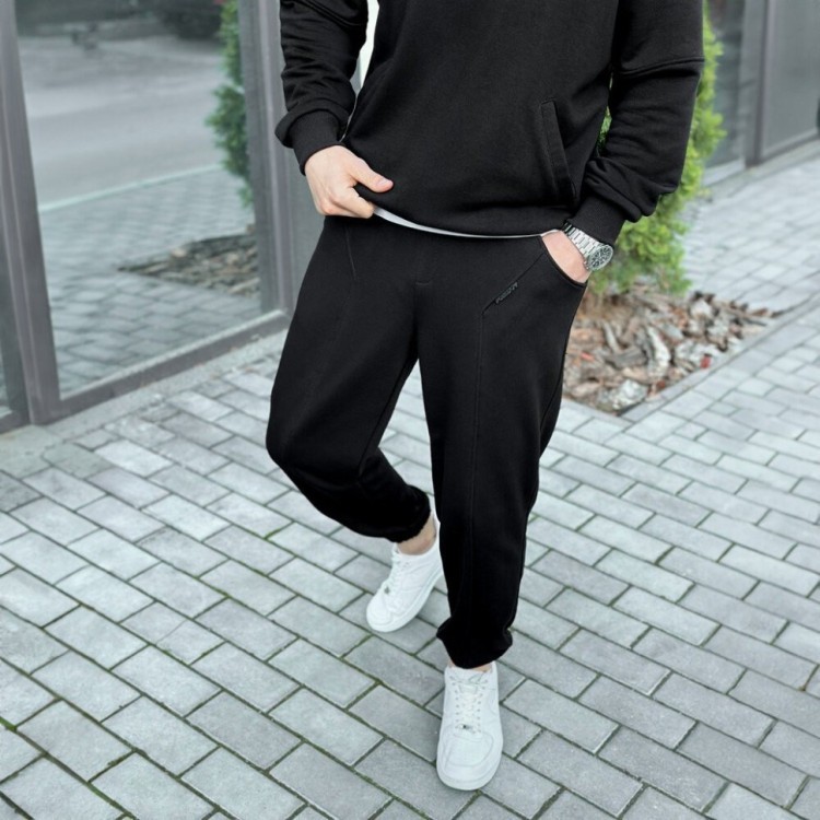 Спортивний демісезонний костюм чоловічий чорний. Комплект штани та кофта Pobedov Grand POB_00000006229