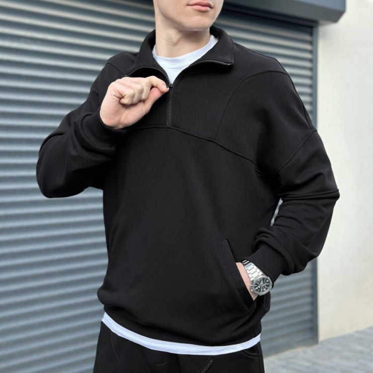 Спортивный костюм демисезонный мужской черный. Комплект брюки и кофта Pobedov Grand POB_00000006232