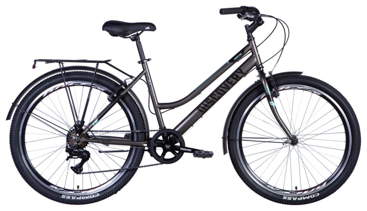 Велосипед ST 26" Discovery PRESTIGE WOMAN VBR FR рама-17" серый 2024 крылья, крыло пер., крыло зад., подножка OPS-DIS-26-591