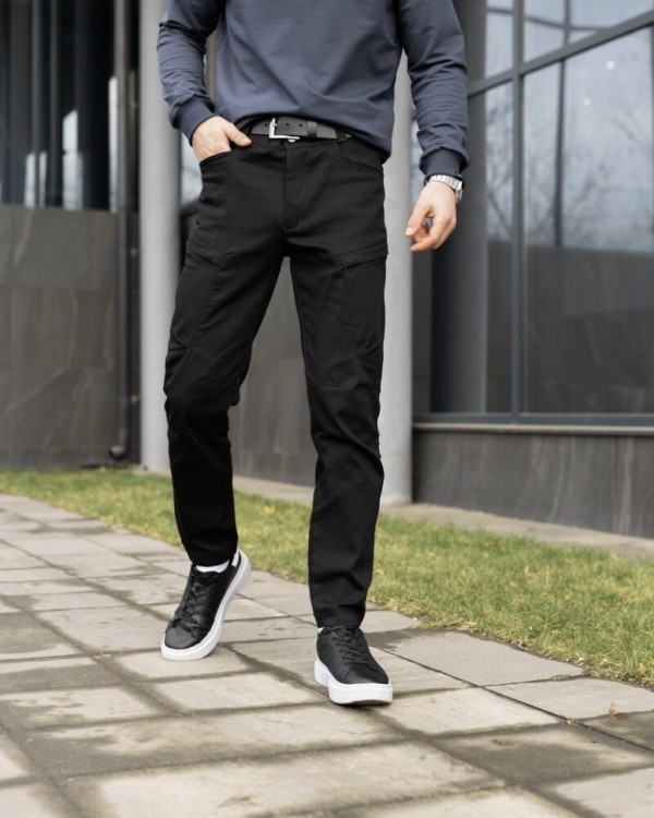 Штани карго чоловічі чорні базові котонові Pobedov Skystone POB_00000008561