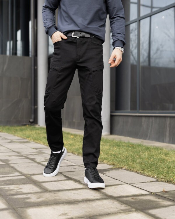 Штани карго чоловічі чорні базові котонові Pobedov Skystone POB_00000008563