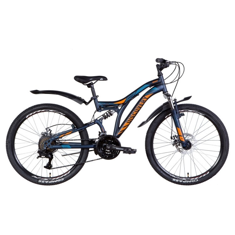 Велосипед 24" Discovery ROCKET AM2 DD 2022 (темно-синій з помаранчевим (м)) OPS-DIS-24-296