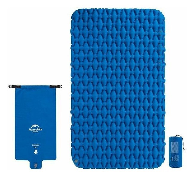 Килимок надувний двомісний з надувним мішком Naturehike FC-11 NH19Z055-P, 65мм, блакитний FNR_6927595735428