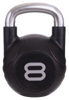 Гиря цільна з поліуретановим покриттям та хромованою ручкою Zelart TA-2681-8 8кг (MD2220-8) (метал, PU, чорний)