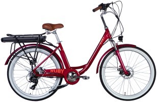 Велосипед з електроприводом 26" AL Dorozhnik eRUBY DD FR рама-17" 36B 17.5А*г 500Вт бордовий YS 7496 2025