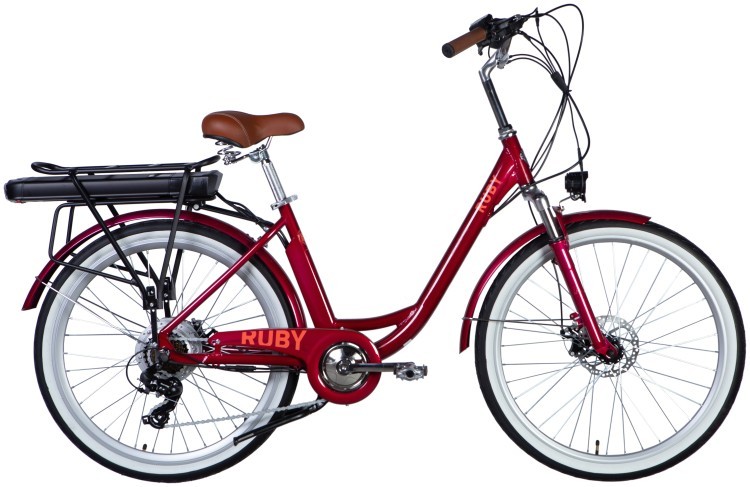Велосипед з електроприводом 26" AL Dorozhnik eRUBY DD FR рама-17" 36B 17.5А*г 500Вт бордовий YS 7496 2025 ELB-D-26-242