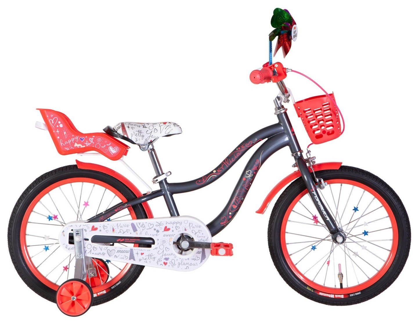 Велосипед ST 18" Formula Kid ALICIA BH рама-9" серый с белым и коралловым 2026 OPS-FRK-18-172