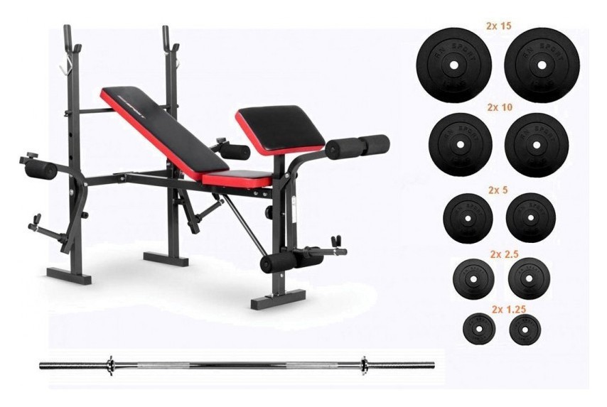 Скамейка для жима EverTop и штанга 75 кг RN-Sport RNS_EV075