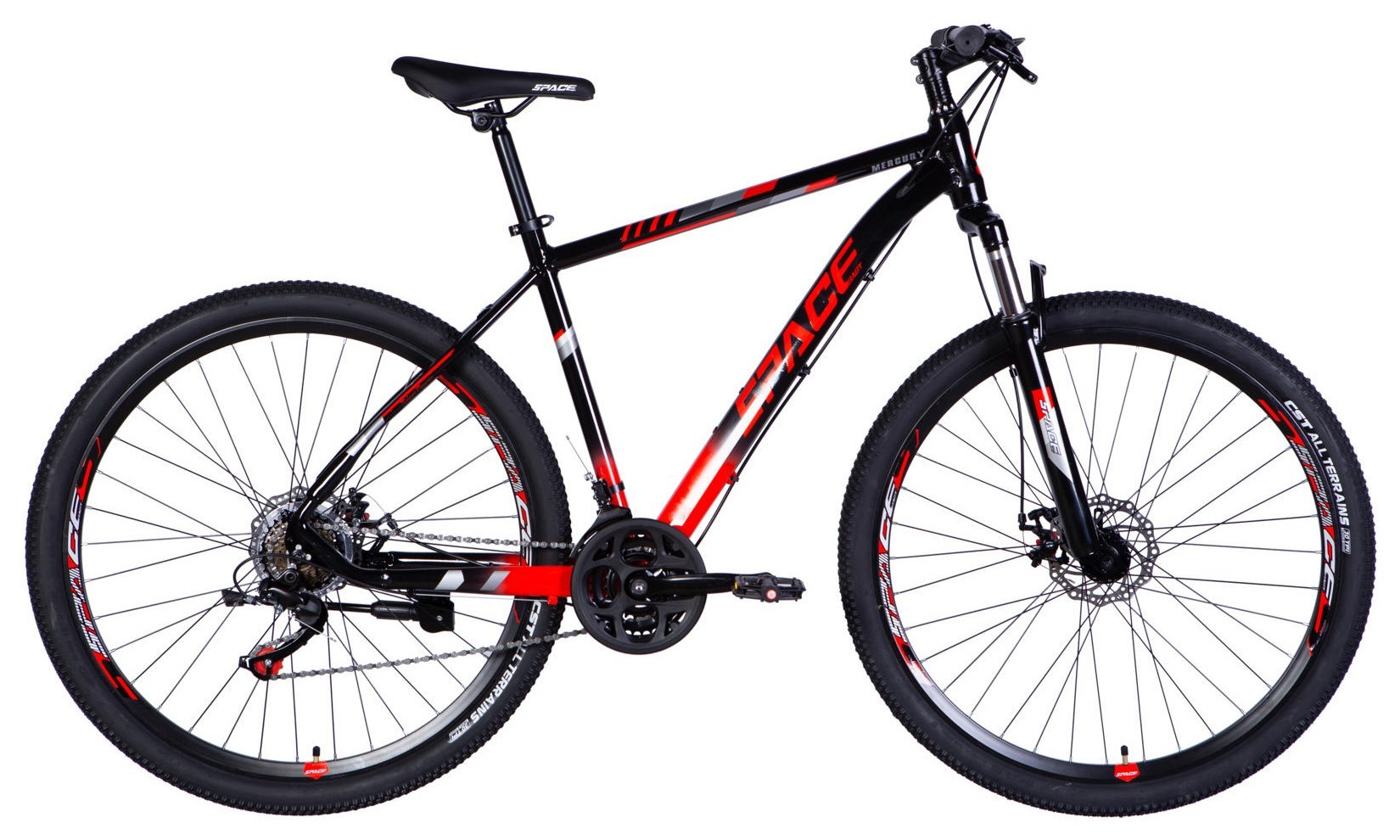 Велосипед AL 29" SPACE MERCURY DD FR рама-20" черно-красный 2026 OPS-SP-29-178