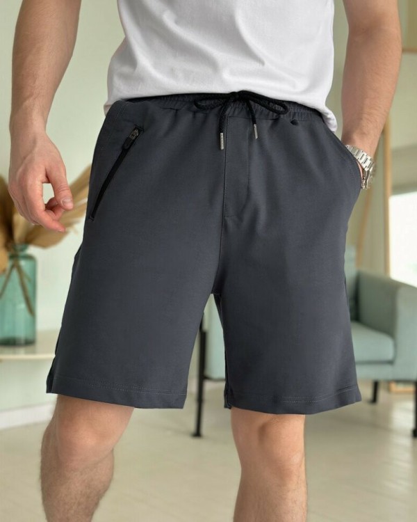 Легкі однотонні літні чоловічі шорти темно-сірі Pobedov Griz POB_00000007563