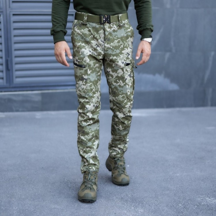 Брюки карго мужские весенние с карманами Пиксель Pobedov Static POB_00000008537