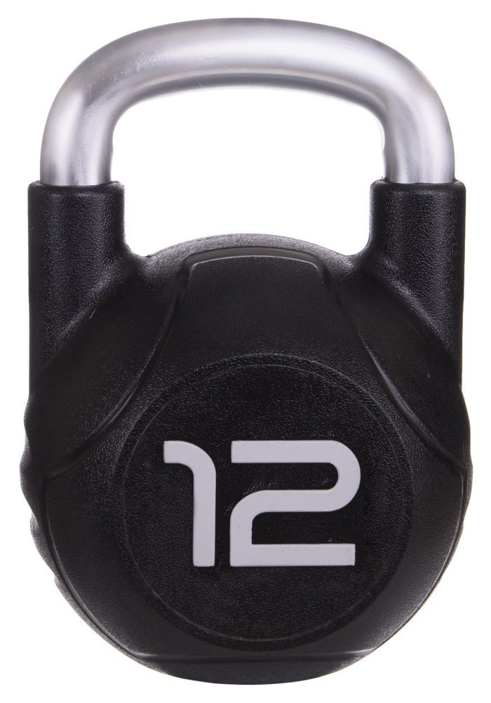 Гиря PU з хромованою ручкою Кросфіт Zelart TA-2681-12 12кг (MD2220-12) (PU, чорний) RNS_TA-2681-12