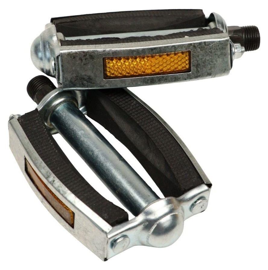 Педали Сталь + пластик 90*70мм VLT JD-061 серебристый с черным насыпным 14*1,25 AM (брендированная упаковка) PED-221