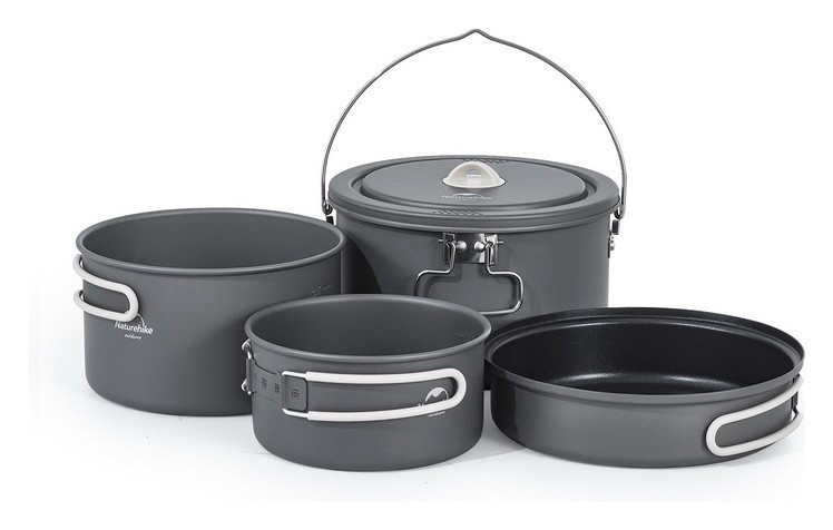 Набор посуды (2 кастрюли, котелок, сковорода) Naturehike CNH22CJ002, алюминий FNR_6927595799406