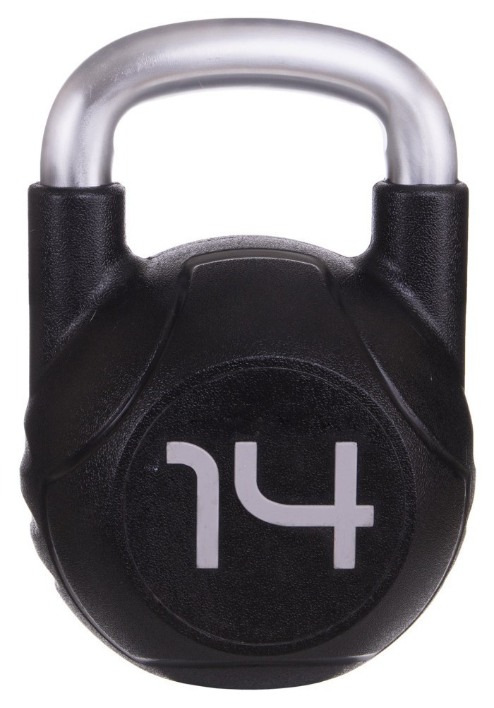 Гиря цільна з поліуретановим покриттям та хромованою ручкою Zelart TA-2681-14 14кг (MD2220-14) (метал, PU, чорний) RNS_TA-2681-14